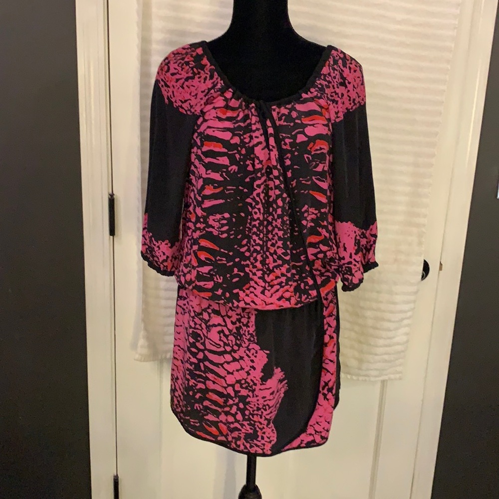 Gorgeous black and pink Hale Bob silk dress